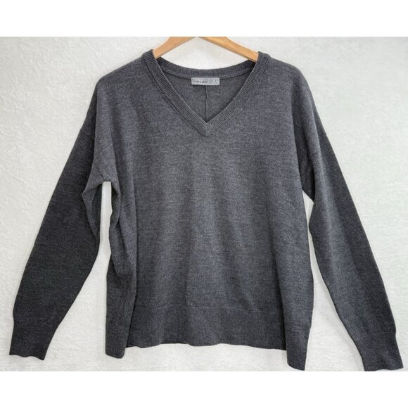 Icebreaker Women's V-Neck Gray Wool Sweater Size Large - Picture 1 of 8